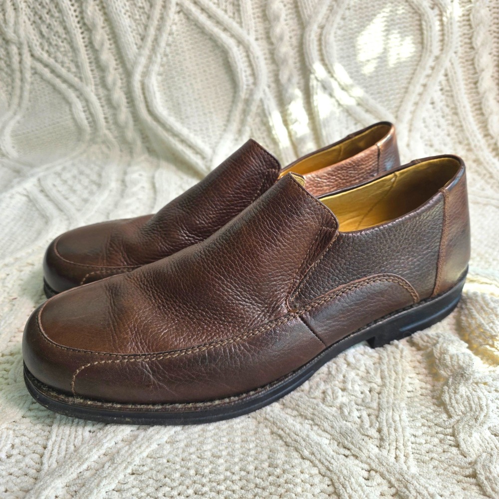 VTG Studio Belvedere Robert Loafers Brown Pebbled‎ Leather Slip On Mens 11M